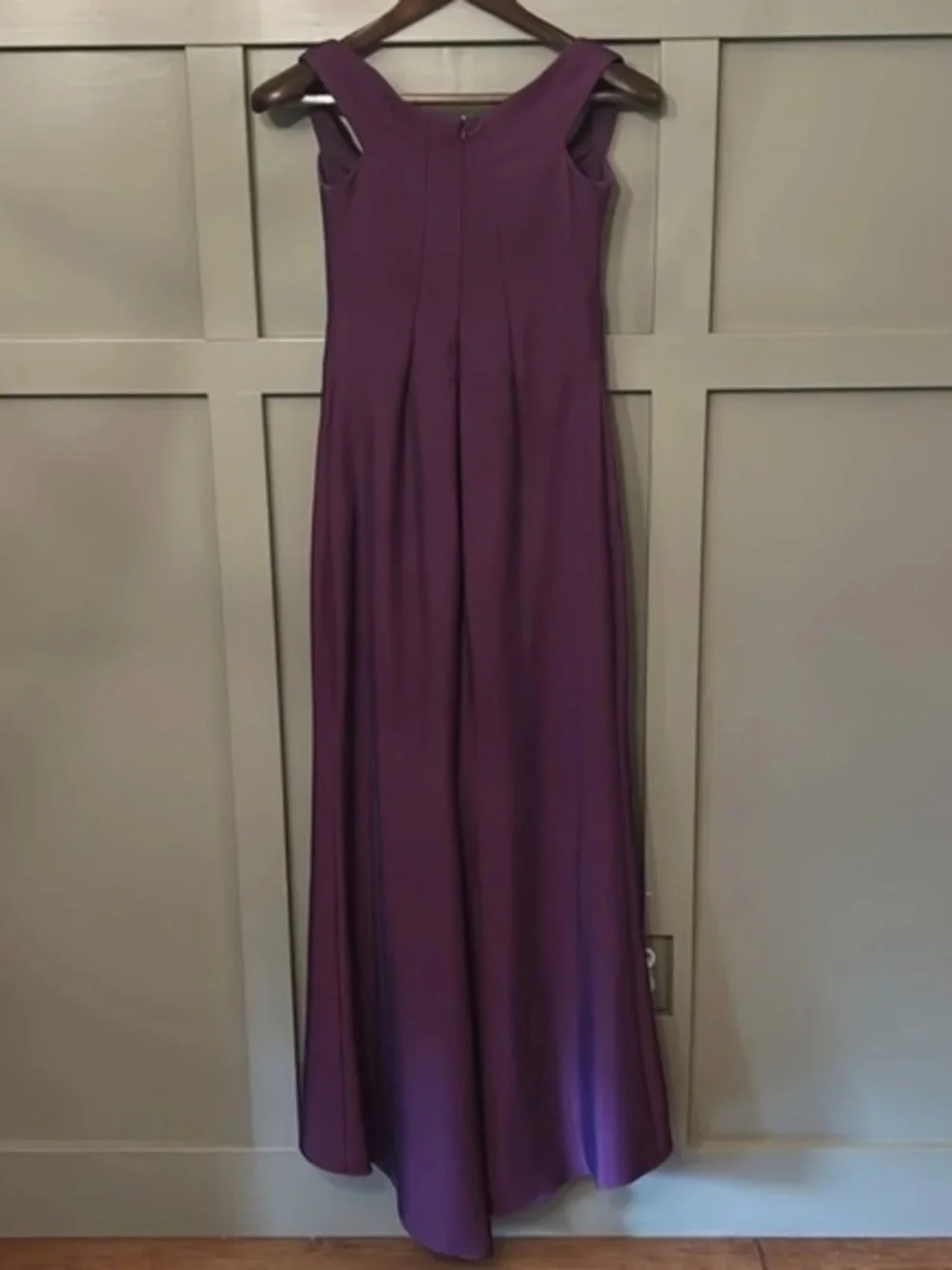 La Femme Violet Purple Off Shoulder Gown Formal Maxi Dress Side Slit Size Small